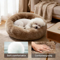 Comfort Donut Dog Bed, Ultra-Soft Pet Bed with Neck Support - 20''Lx20''Wx8''Th / Light Brown - image 4