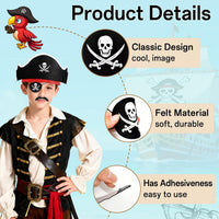 Halatool pirate party hat set with 6 felt hats, 6 skull eyepatches and 6 fake mustaches - view 8