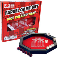 Farkel Game Set with Deluxe Dice Rolling Tray