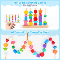 Hieoby Montessori Wooden Beads Sequencing Toy Set - image 3