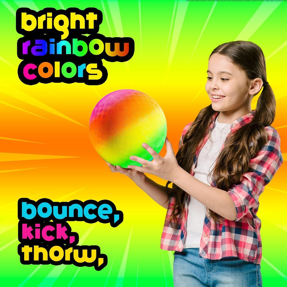 8.5-Inch Rainbow Playground Ball with Hand Pump for Kickball - 8.5-Inch - Pack of 1 - image 2