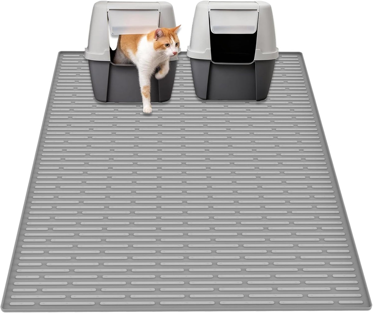 Ultibe 40"x30" Extra Large Silicone Cat Litter Mat - Light Gray / 40"L x 30"W