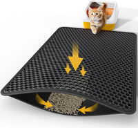 Powools Ultra-Large Cat Litter Mat, 27'' x 19", Double-Layer - 35'' x 30'' - 1 Pack / Black