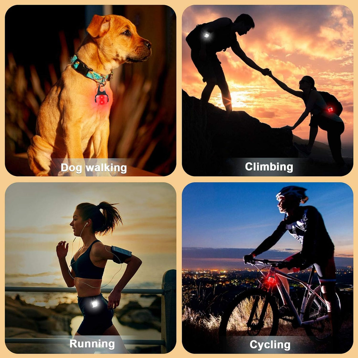 Dog Lights for Night Walking, Clip on Dog Collar Light, 3 Modes - White-2pcs-3Modes - image 3