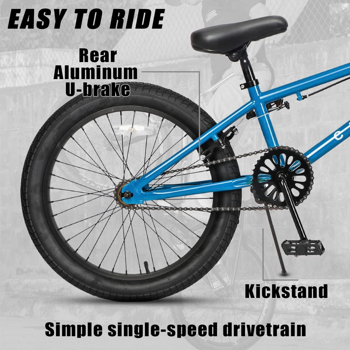 cubsala Crossea 18 20 Inch Kids Freestyle BMX Bike for 5-13 Years Old – Fun for Kids & Family - Blue & Black / 18 Inch / Without Pegs - image 3
