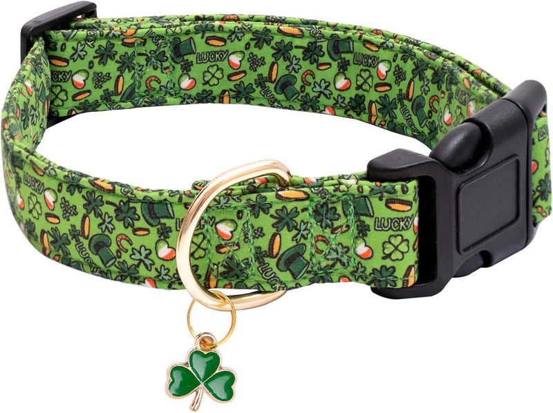 Cotton Designer Dogs Collar Cute Flower Dog Collars for Girl Female - Green Patrick / S