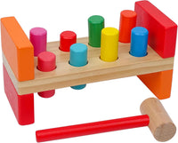 Hidoggy wooden pounding bench toy with 8 colorful pegs and mallet for toddlers
