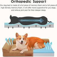 Chew Proof Dog Bed, 3" Memory Foam Dog Bed for Medium and Large Dogs, Removable and Washable Microsuede Cover, Waterproof Liner, Nonskid Bottom, 36x27 Inches L Khaki