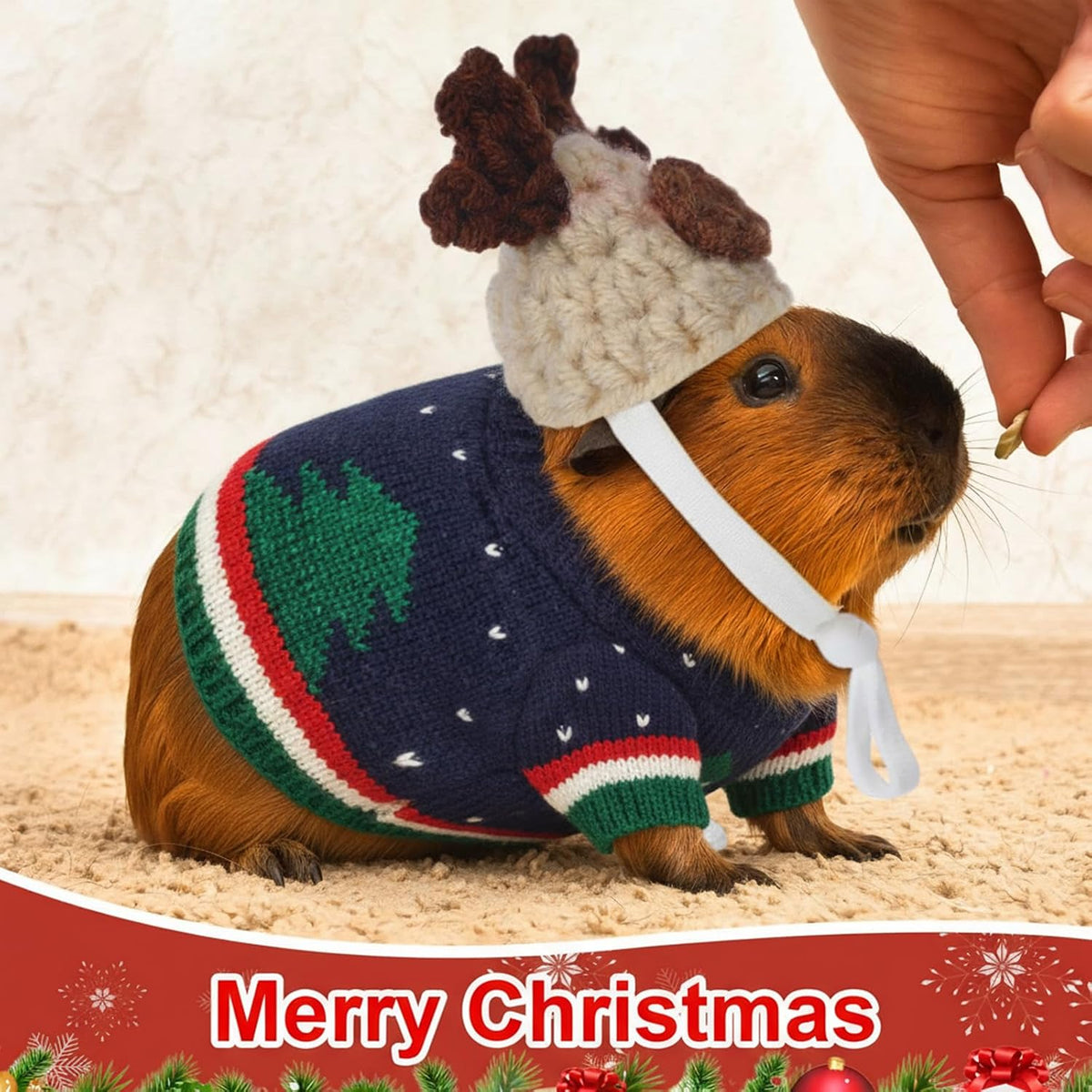 Clysee 10-piece guinea pig clothes set with flannel vests and knitted mini hats - view 12