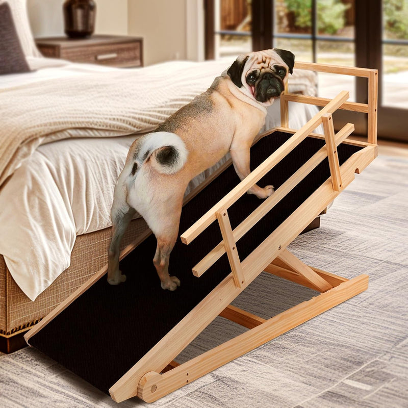 Dog Ramp for Bed & Couch, Foldable Wooden Pet Ramp