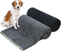 KinHwa Dog Towels for Drying Dogs - 30inchx50inch / Black+grey