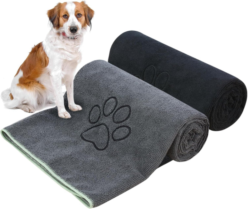 KinHwa Dog Towels for Drying Dogs - 30inchx50inch / Black+grey