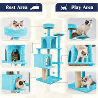 58.5inch Large Cat Tree Tower Condo for Indoor Cats - 58.5in / Peacock blue - image 4
