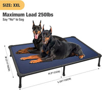 Veehoo Chew Proof Elevated Dog Bed - Cooling Raised Pet Cot - Rustless Aluminum Frame and Durable Textilene Mesh, Unique Designed No-Slip Feet for Indoor or Outdoor Use, Blue, XX-Large, CWC2002