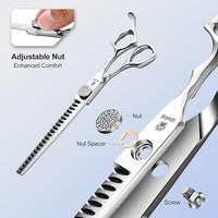 GLADOG 7" Chunkers Dog Grooming Scissors - Premium 9CR Dog Scissors for Grooming with Luxurious Diamond Nut，Ideal Dogs Shears for Reducing Bulk, Dogs Hair Scissor，Cat Scissor