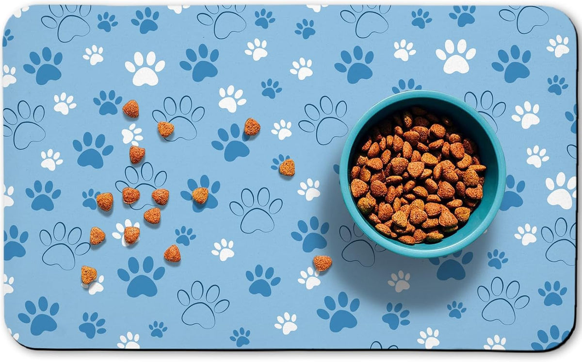Dog Food Mat, Absorbent Water Bowl Mats Cat Pet Feeding Placemats Pink 20 * 12 inch – Essentials for Dogs - Blue / 20"L x 12"W