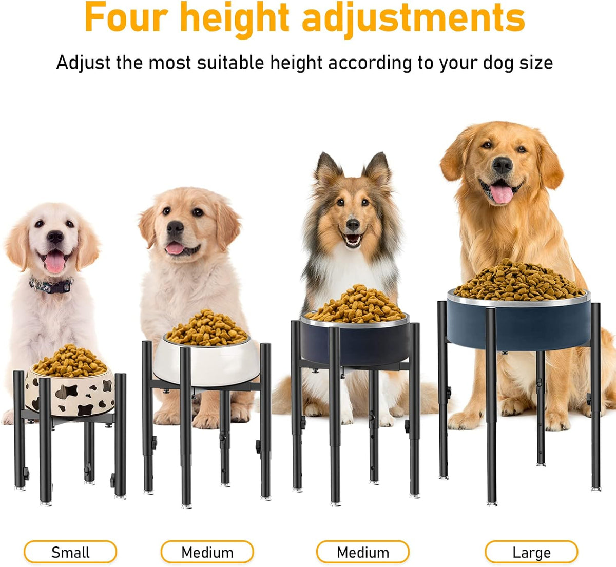 Adjustable Elevated Dog Bowl Stand，Fits 6-11inches Bowls - image 3