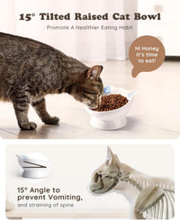 Raised Cat Food Bowl Ceramic 15° Tilted Cat Food Bowls Protect Cat's - Blue Ears / 1 - image 3