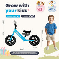 Birtech Balance Bike for 2-5 Years Old Kids 12 Inch Toddler Balance - Light Blue - image 3