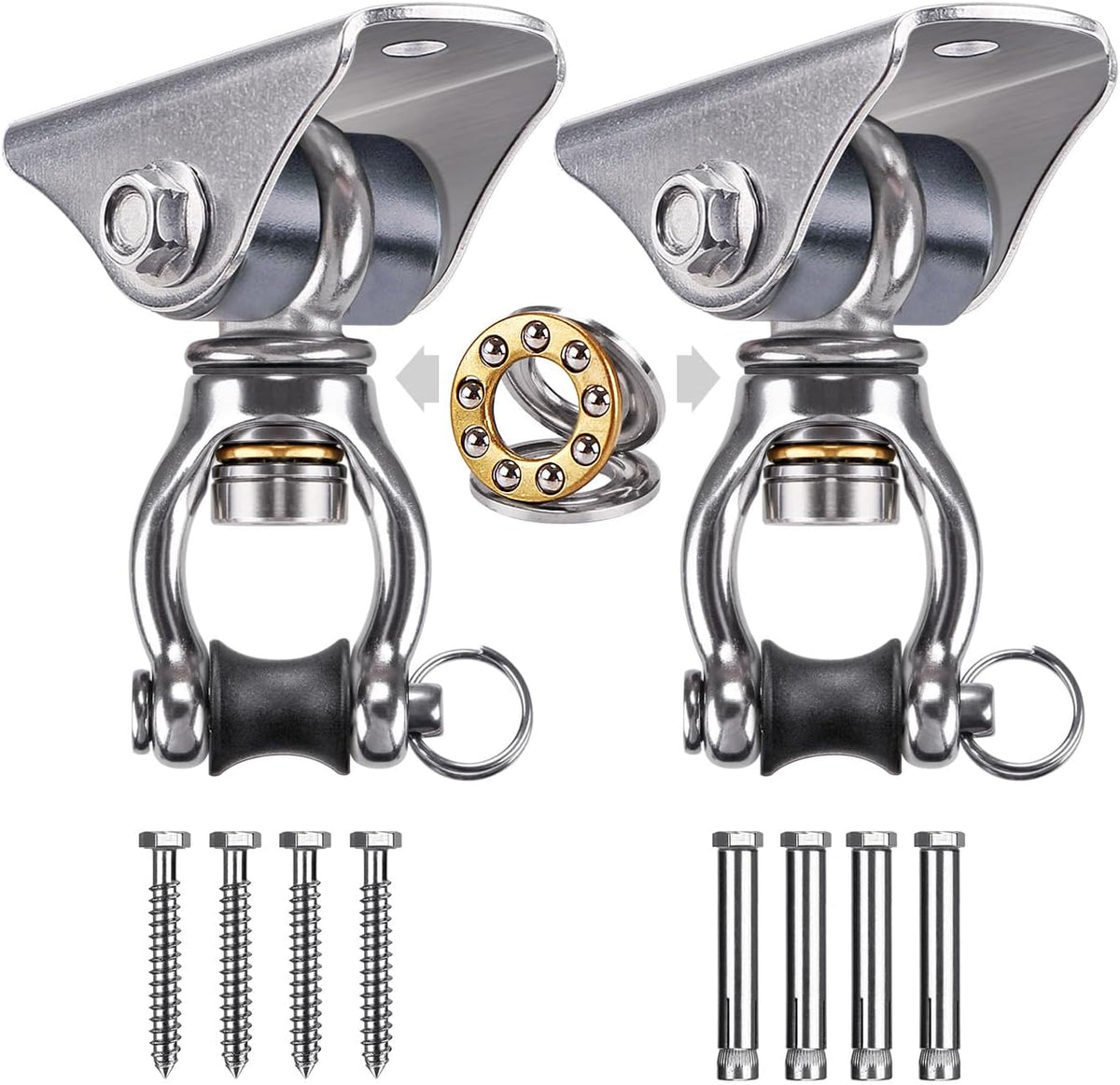 SELEWARE Silent Bearing Swivel Swing Hanger Stainless Steel Swing - C: 360° Bearing Swing Hanger ( 2 Pack )