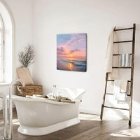 Beach Sunset Wall Art Ocean Coastal Scenery Wall Decor Seascape Picture Canvas Landscape Painting Print Framed Artwork Decorations for Living Room Office Bedroom Kitchen 24"x20"