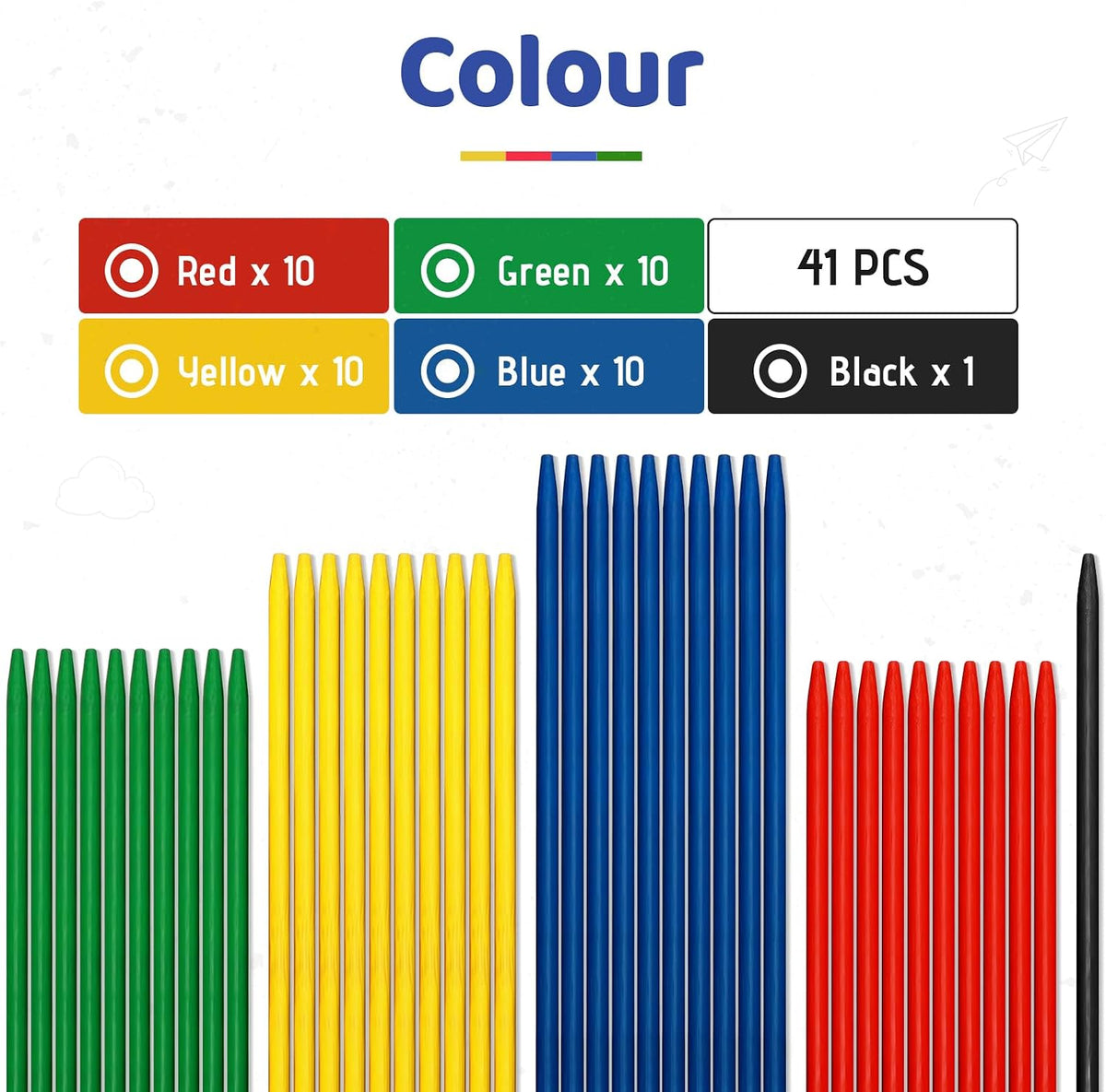 Classic Pick Up Stick, 41pcs Bamboo Pick Up Stick Original Game 9.8 Inch Long – Fun for Kids & Family - image 2