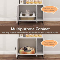 PETSITE Cat Litter Box Enclosure with Storage Shelf, 52 Inches Tall Modern Wooden Hidden Litter Box Furniture with Storage Shelving, Ideal for Indoor Cats (White)