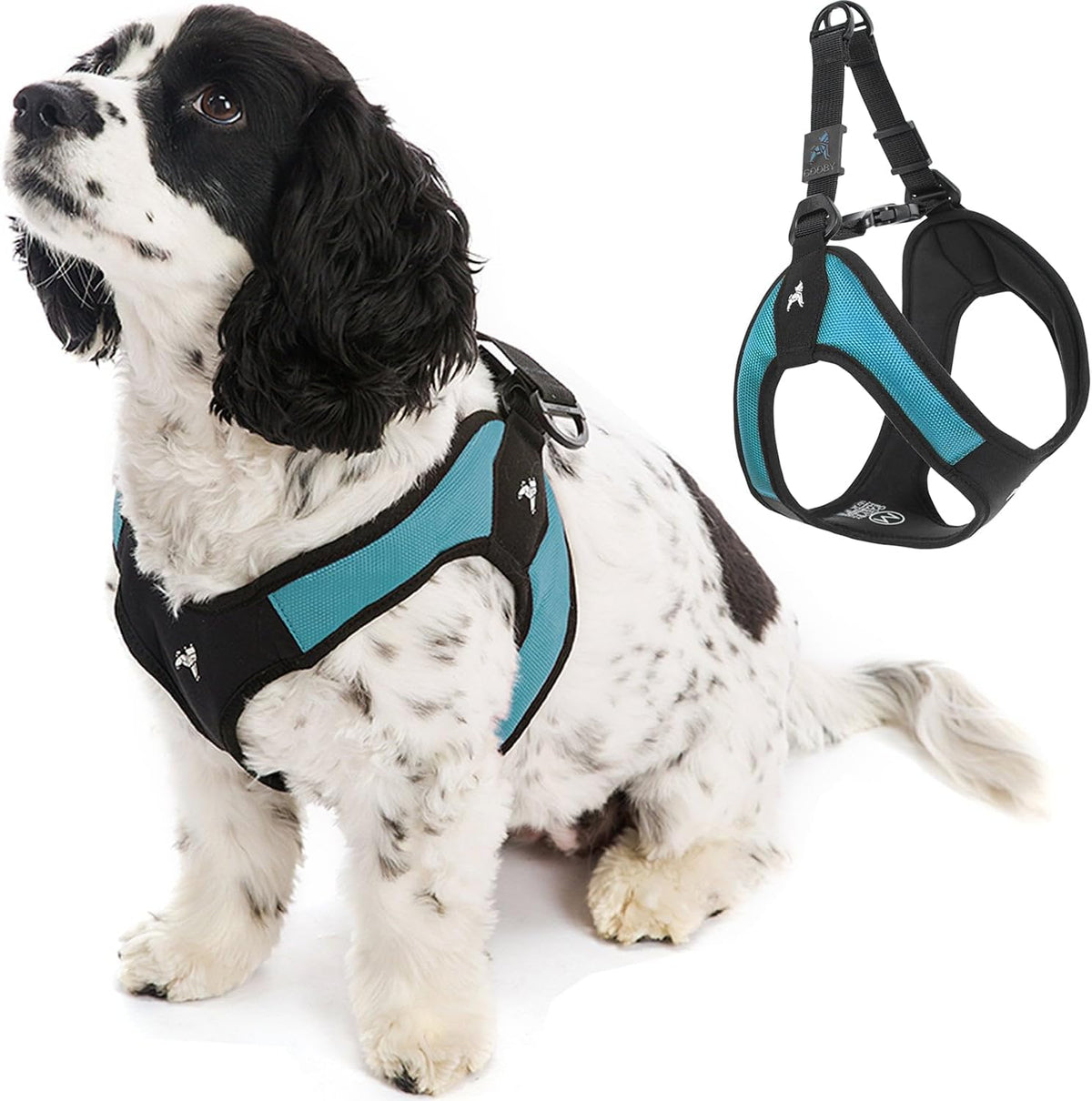 Gooby Escape Free Easy Fit Dog Harness, Step-in - Small chest (16~19.25") / Turquoise