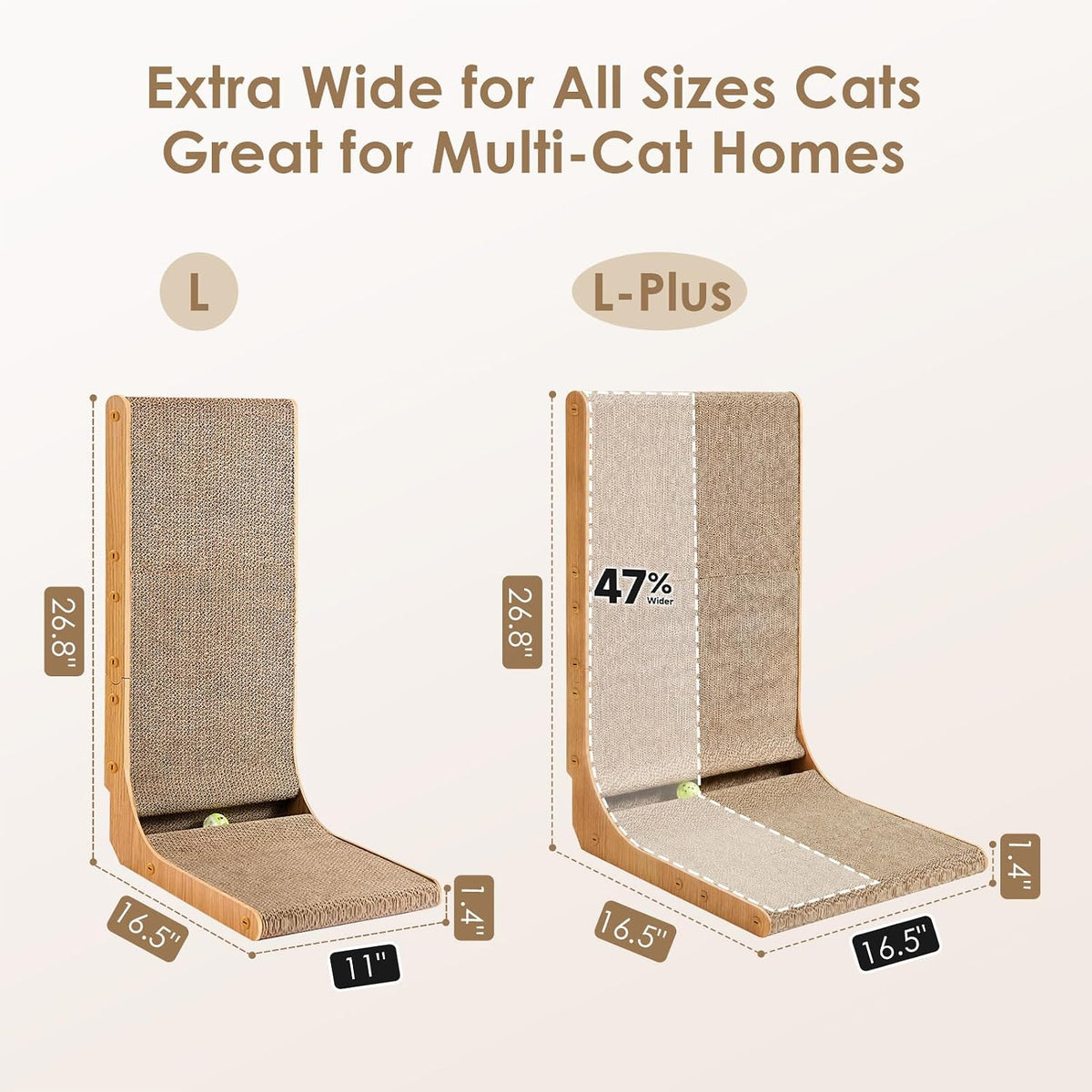 EHEYCIGA Cardboard Cat Scratcher for Indoor Cats - Brown / 16.6x16.5x26.8 - image 2