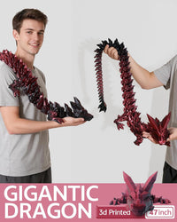 24" Large 3D Printed Dragon - Red Black / 47 inch - image 4