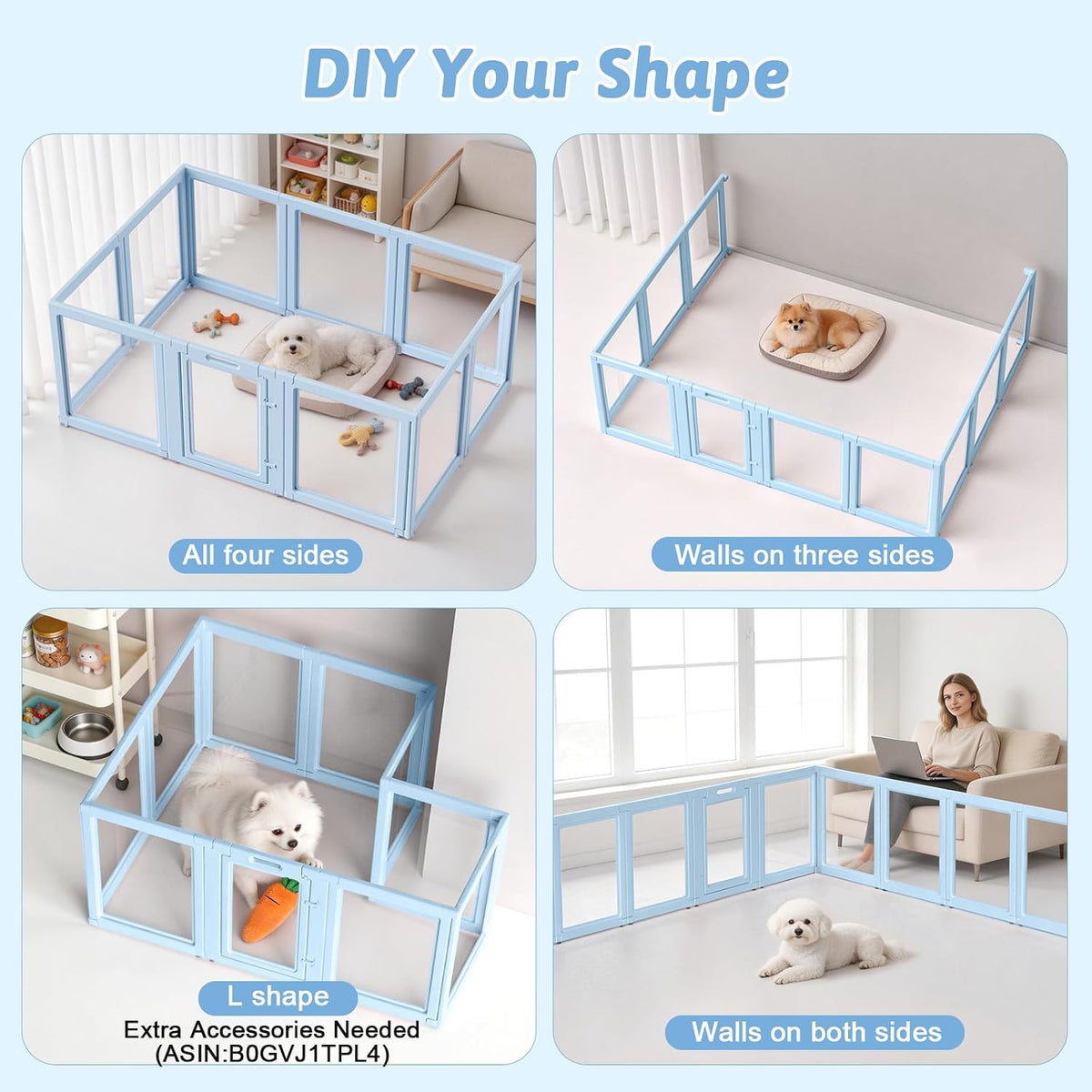 DIY Clear Acrylic Dog Playpen House - Sky Blue / 10PCS / 23.6"H - image 4