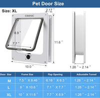 CEESC Medium Cat Door for Interior/Exterior, for Pets <15.75" - XL- Inner size: 7.7"(W) x 8.9"(H) / White - image 2