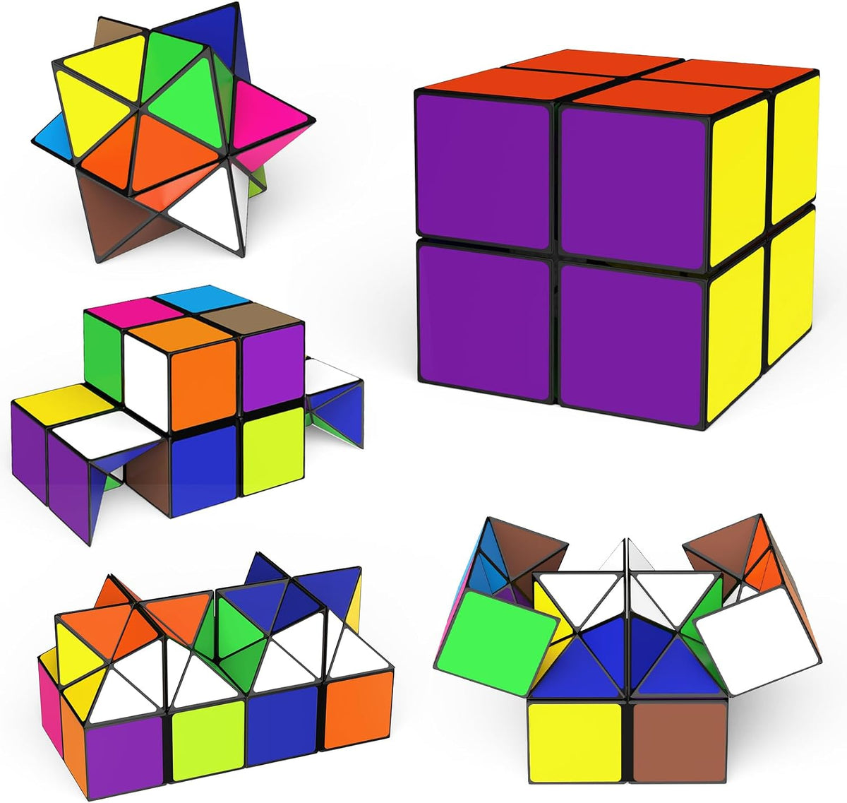 Euclidean Cube Fidget Toys for Kids 2 in 1 Star Cube Magic Cube - Multicoloured