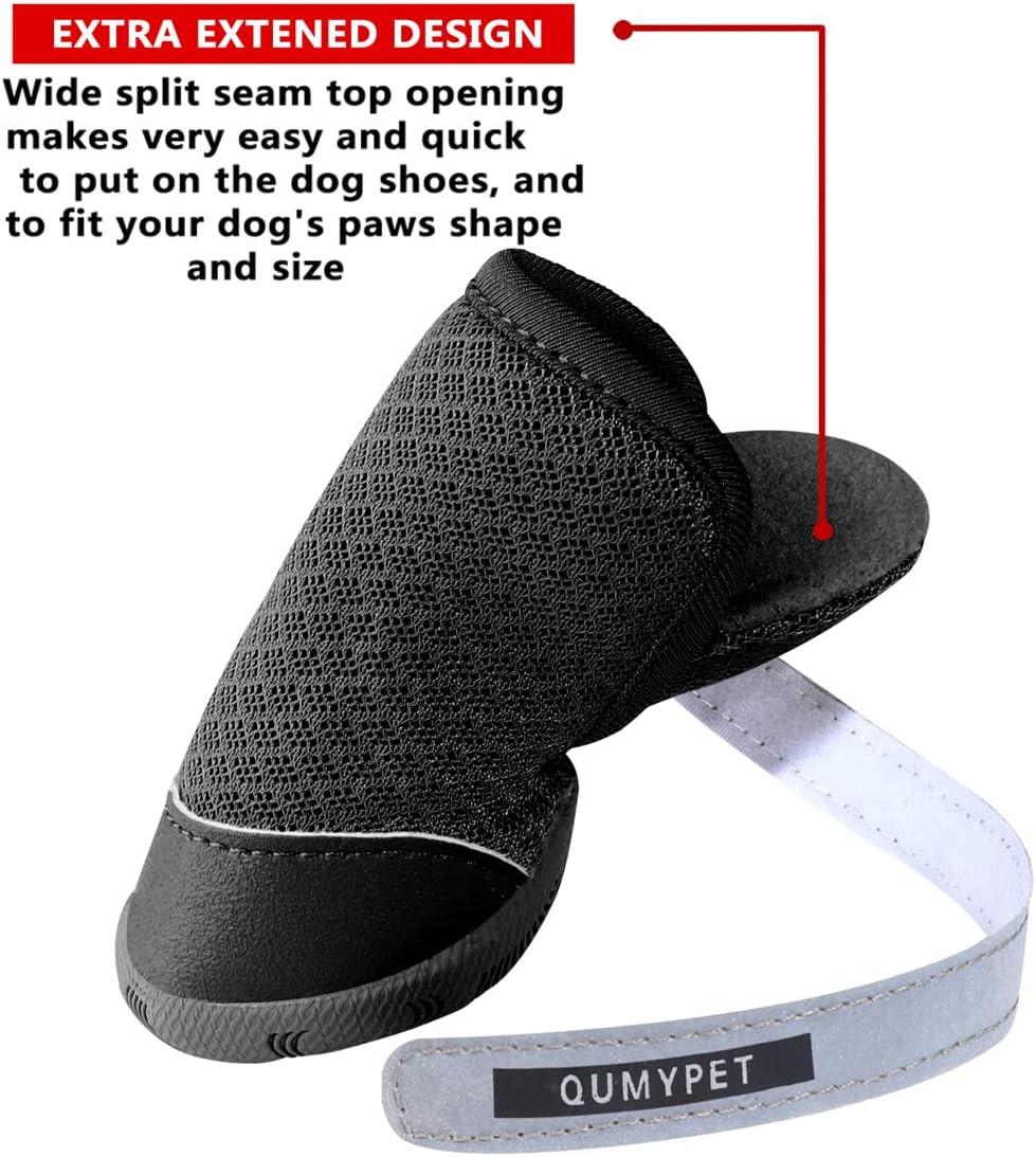 QUMY Dog Shoes for Small Dogs Hot Pavement Puppy Dog Boots & Paw - Black / size 3: 1.70"x1.31"(L*W) - image 3