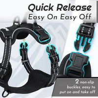Eagloo Small Dog Harness No Pull, Service Vest with Reflective Strips and Control Handle, Adjustable and Comfortable for Easy Walking, No Choke Pet Harness with 2 Metal Rings, Black, XS