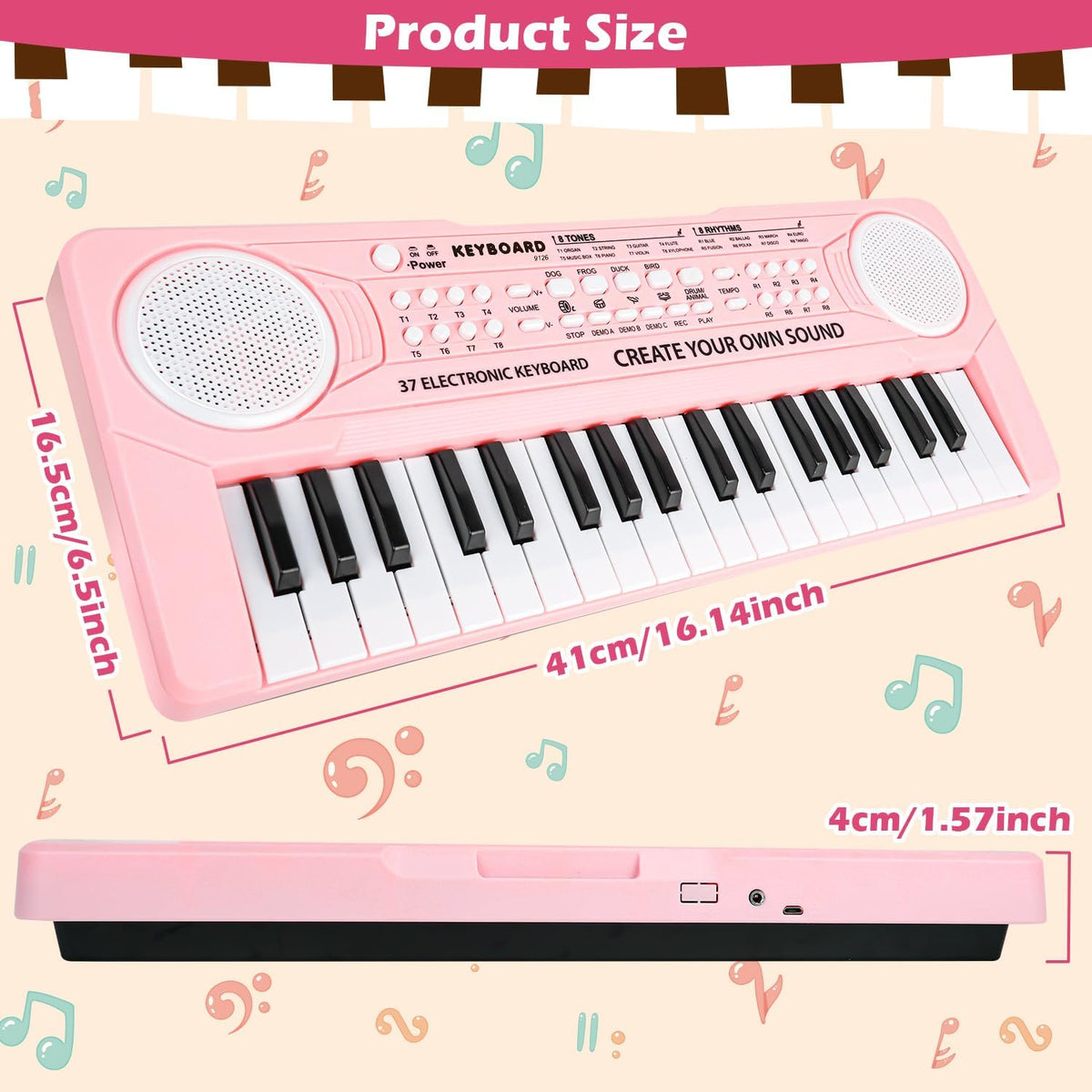 Kids Piano Toys, 37 Keys Dual Speakers Keyboard for Toddler with Microphone – Fun for Kids & Family - image 3