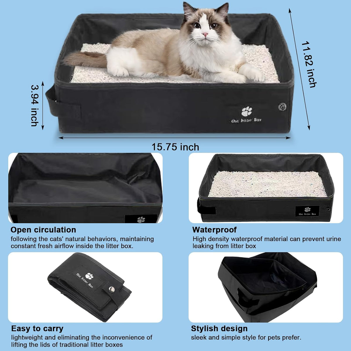 Cat Carrier with Litter Box - Green & Black - image 4