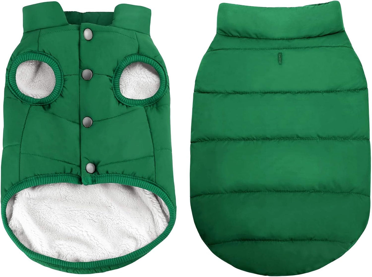 ASENKU Dog Winter Coat Dog Fleece Puffer Jacket for Small Medium - XXX-Large / Green