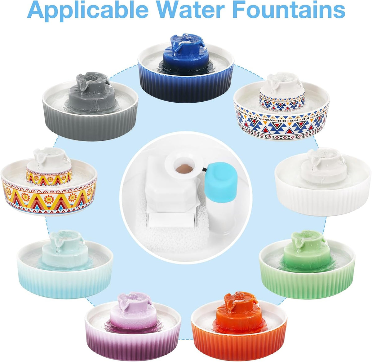 Lawfery Ceramic Cat Water Fountain - 8 Filters+2 Sponges - image 2