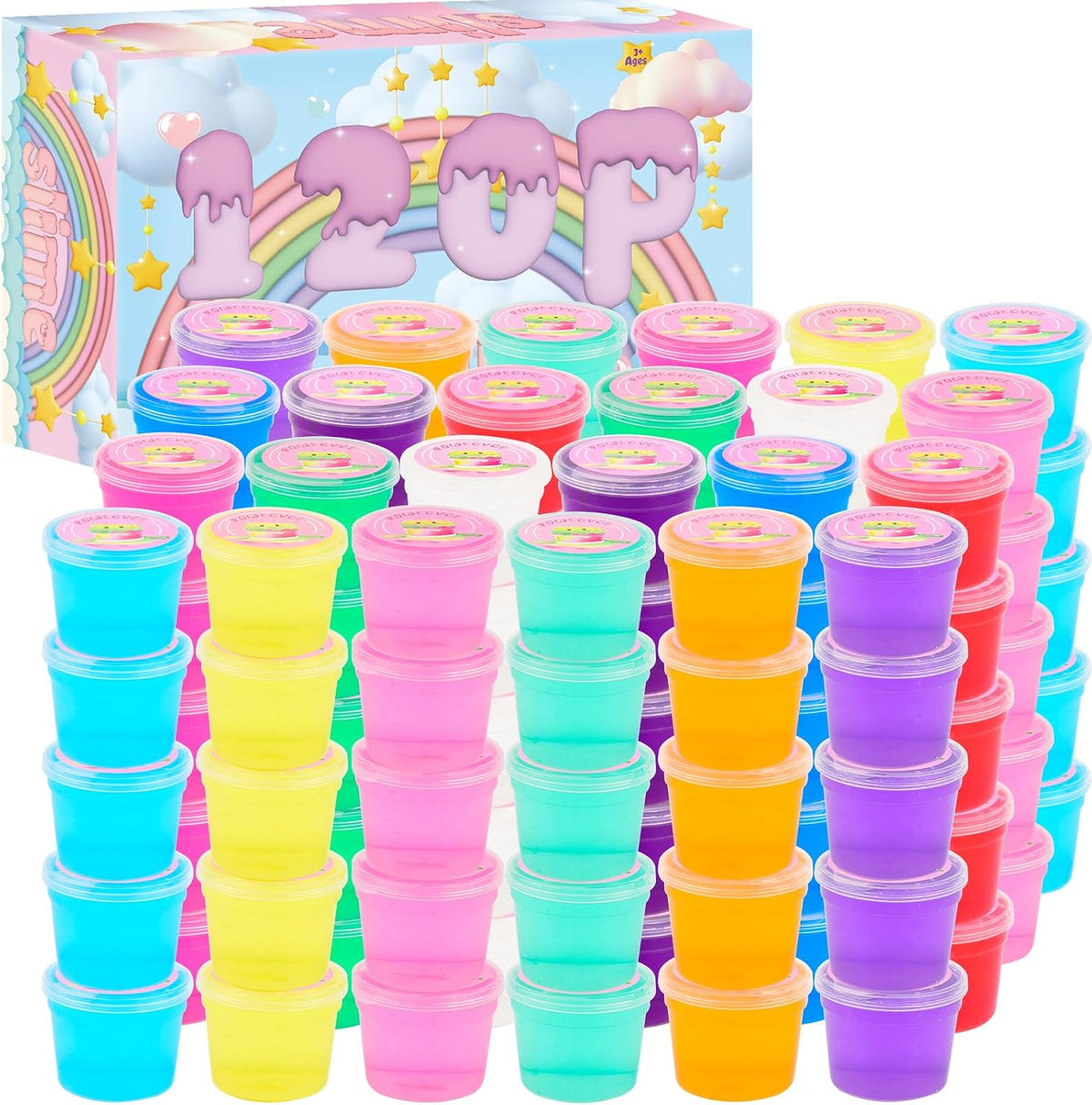 Rowecvce slime party favors kit, 120 individually packed mini clear slimes