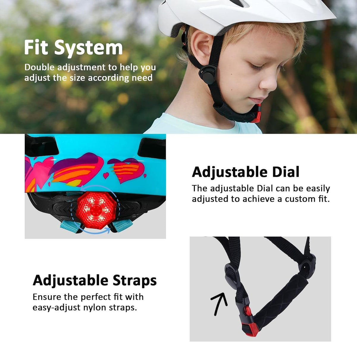 Kids Bike Helmet, Toddler Youth Helmet for Boys Girls, Ages 3-5 - Glossy Light Blue / 50cm-57cm/19.7''-22.4'' - image 3