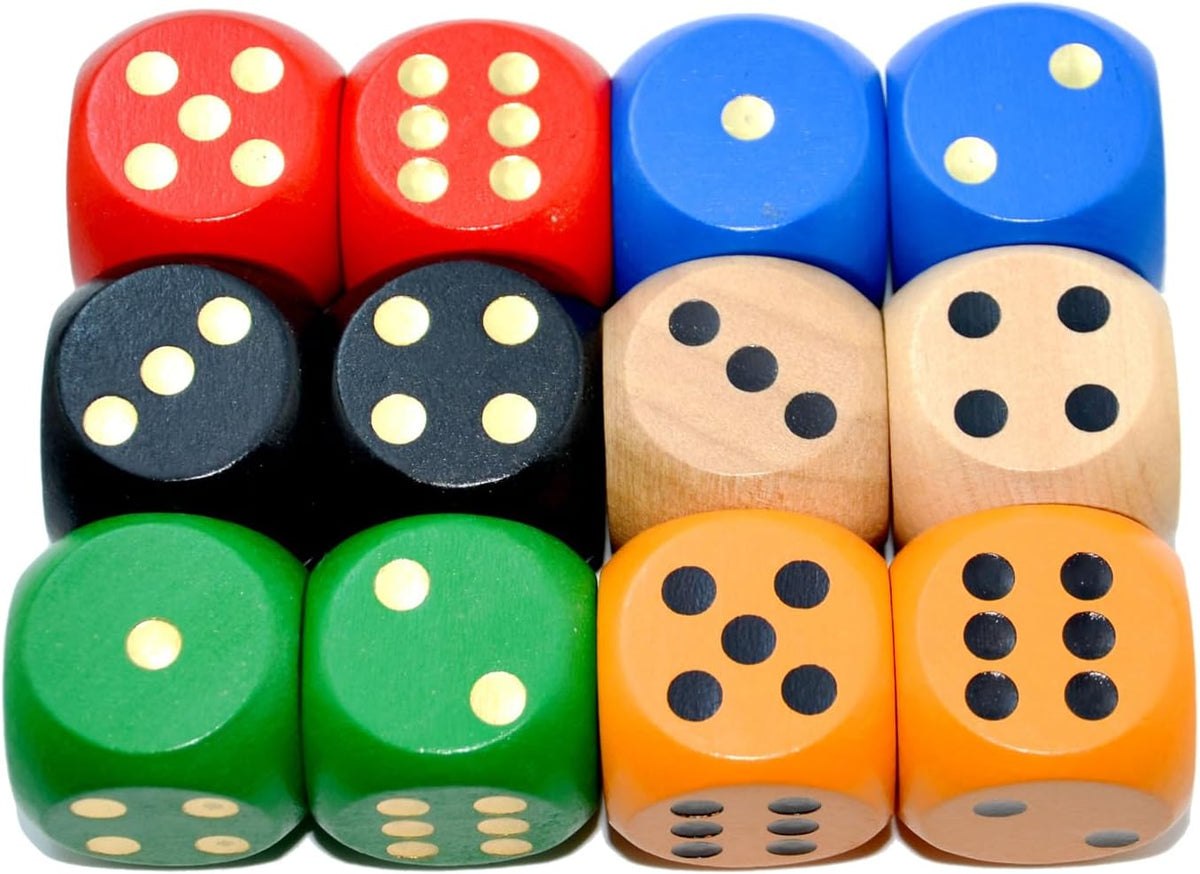 SmartDealsPro Set of 5 Random Color Large 1/5" Round Edge Wooden - 6 Colors 12 Pieces - image 3