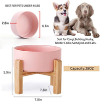 28 OZ Rust Red Elevated/Raised Ceramic Dog Bowl for Small and Medium - Pink / 3.6 Cups - Medium - image 2