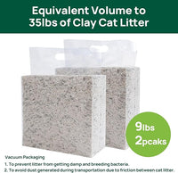 18lbs Tofu Cat Litter Clumping, Flushable, Dust-Free, Low Tracking, Lightweight, Ultra Absorbent and Fast Drying, 100% Natural Pea Husk Kitty Litter Solubility in Water, (9lbs×2bags)