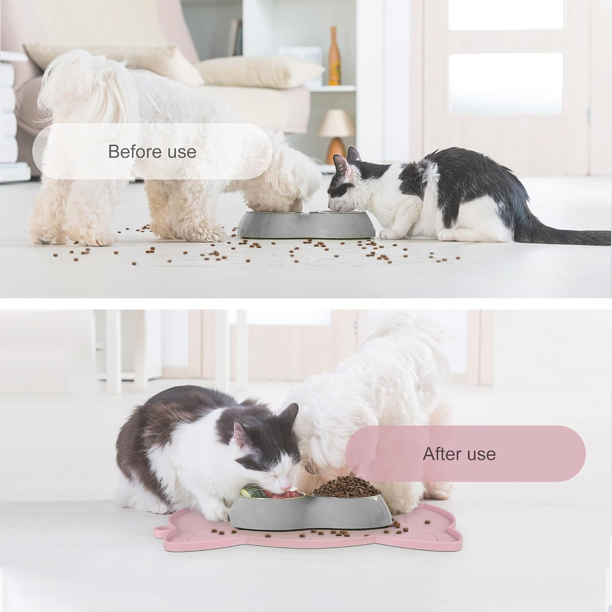 Coomazy Cat Food & Water Mat Thicker Non-Slip Silicone Mat - Pink / 17.7''L x 10''W - image 4