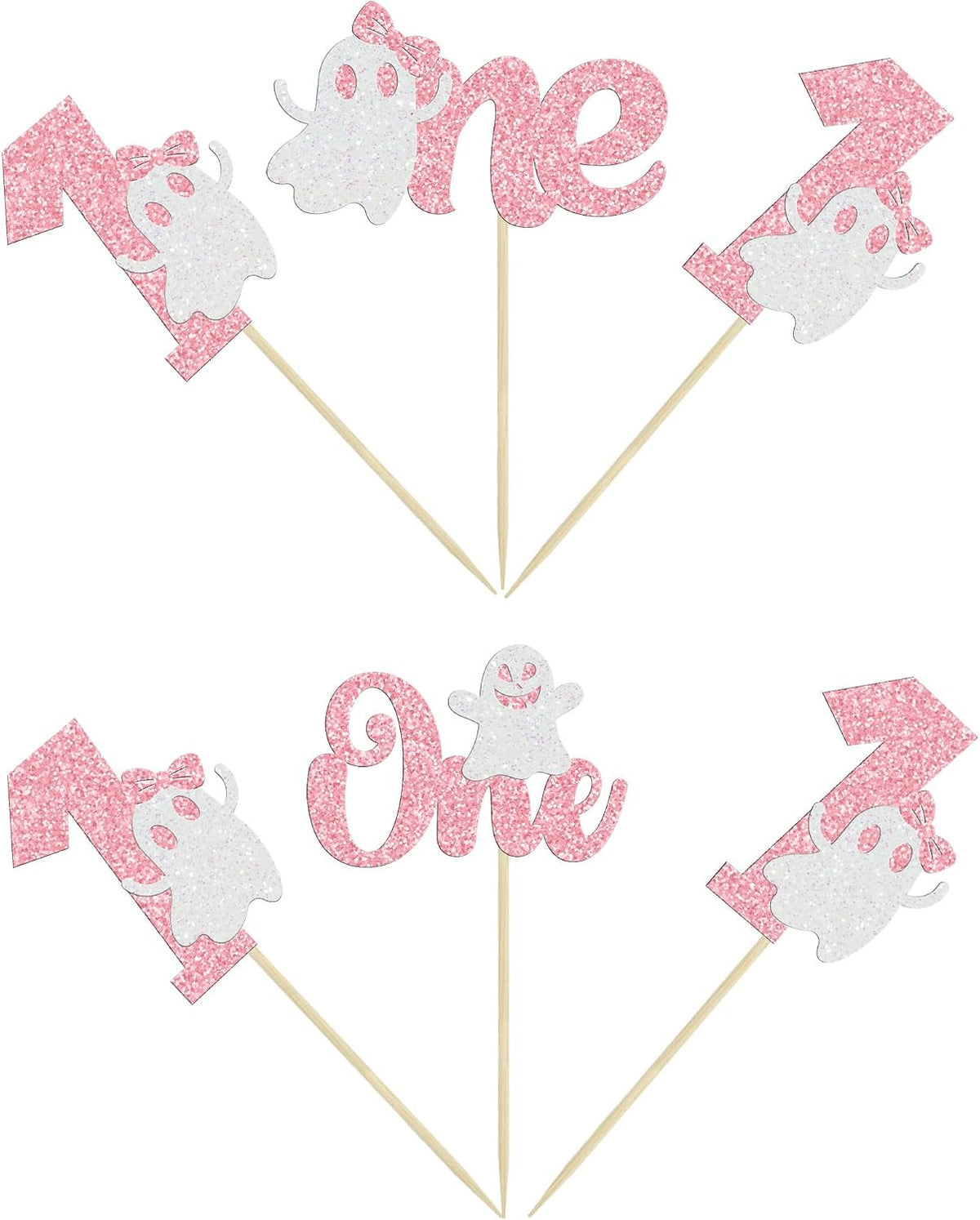 Gyufise Halloween baby shower cupcake toppers with Oh Baby ghost designs on picks - view 18