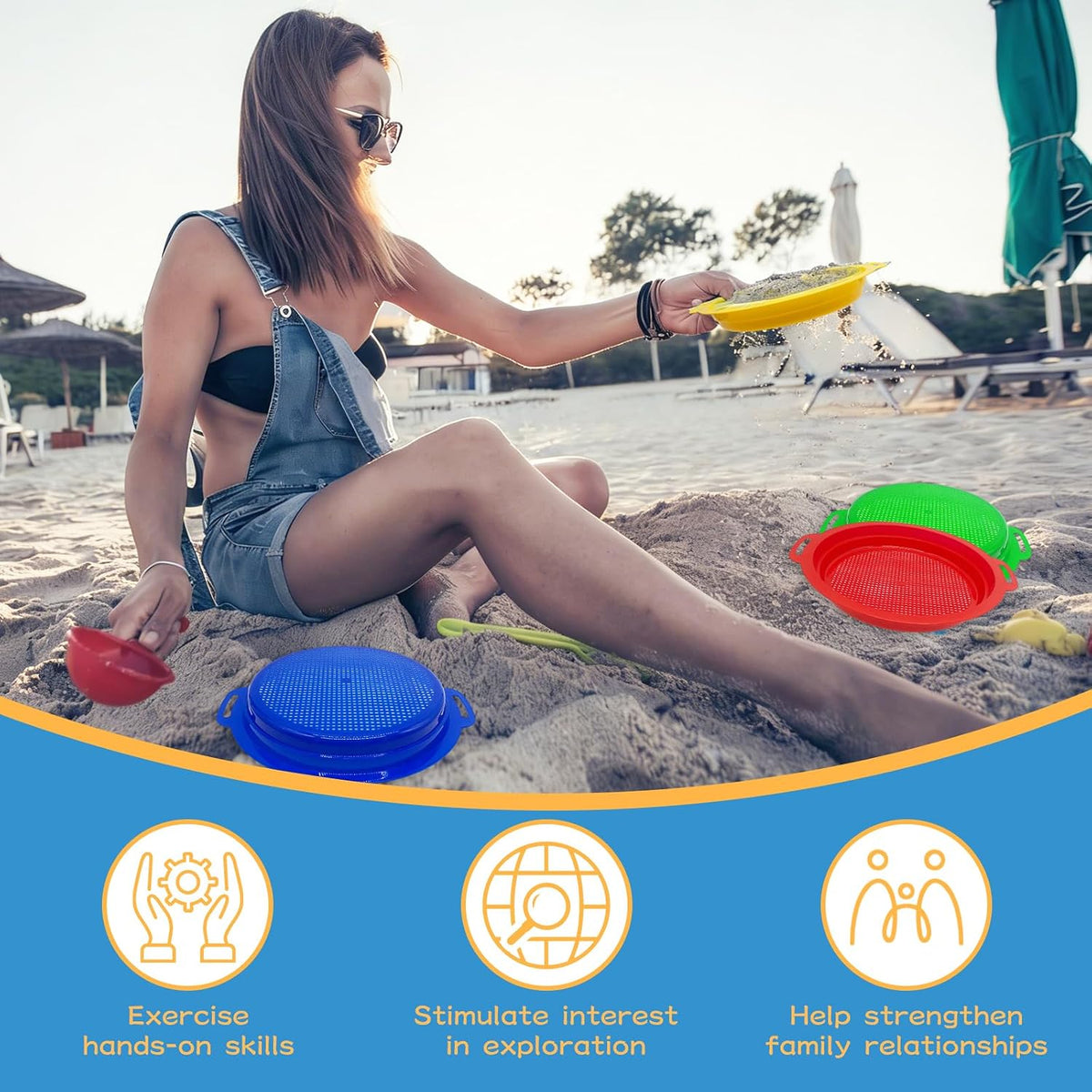 OJYUDD 4 Pack Sand Sifter Sieves for Adults - 8 Pcs - image 4