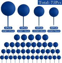 75 Pieces Cake Balls Topper Decorations Foam Cupcake Topper Mini - Royal Blue - image 2