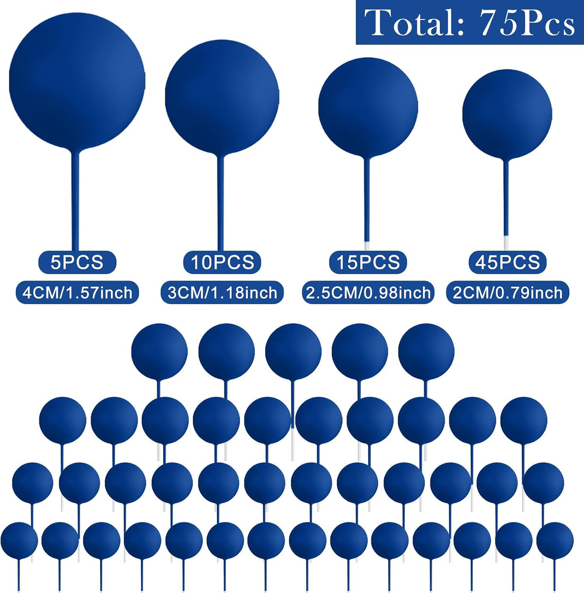 75 Pieces Cake Balls Topper Decorations Foam Cupcake Topper Mini - Royal Blue - image 2