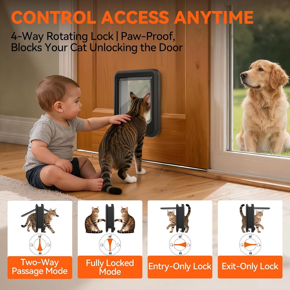 LIBBEPET Cat Door Interior Door - Black / L - Inner Size: 7.1"W x 7.7"H - image 3